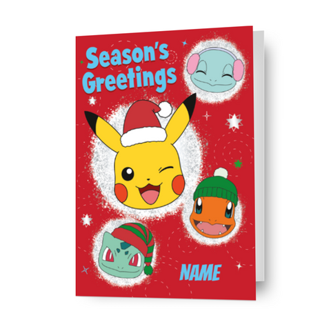 Cartolina di Natale di auguri Pokemon Seasons personalizzata - qualsiasi nome