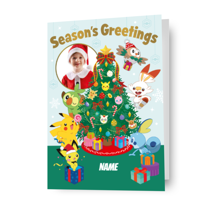 Carta personalizzata dell'albero di Natale Pokemon - Qualsiasi nome e foto