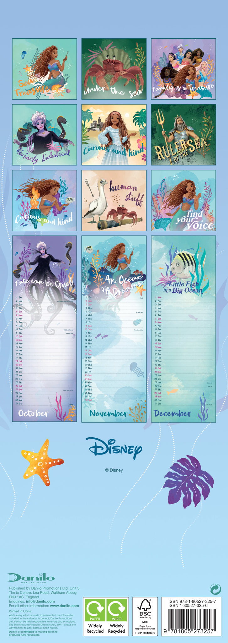 Disney Little Mermaid Slim 2024 Calendar Danilo Promotions