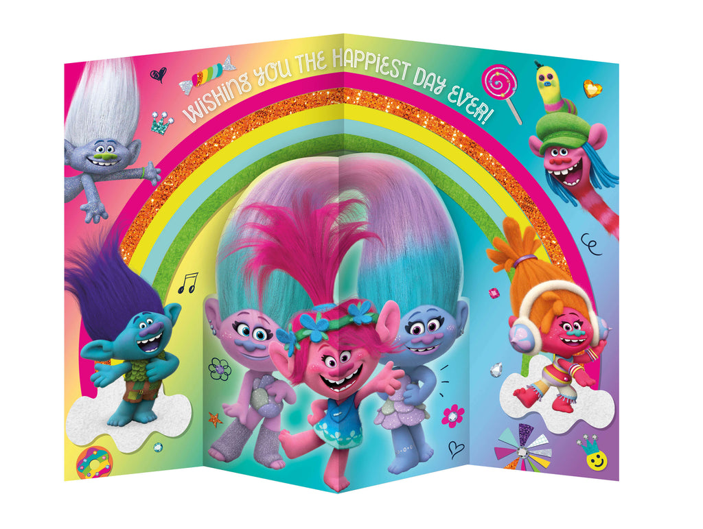 Biglietto d'auguri per figlia pop-up Trolls