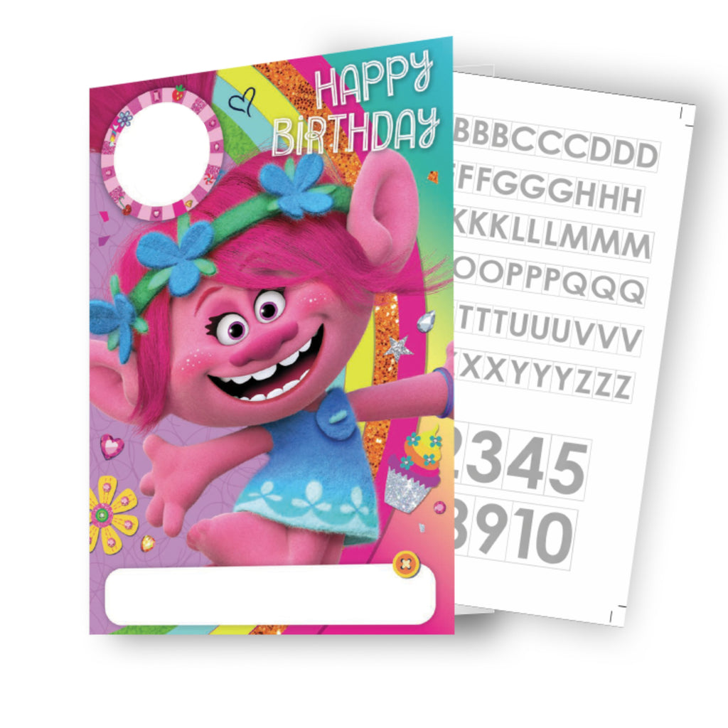 Trolls Personalise Birthday Card With Sticker Sheet