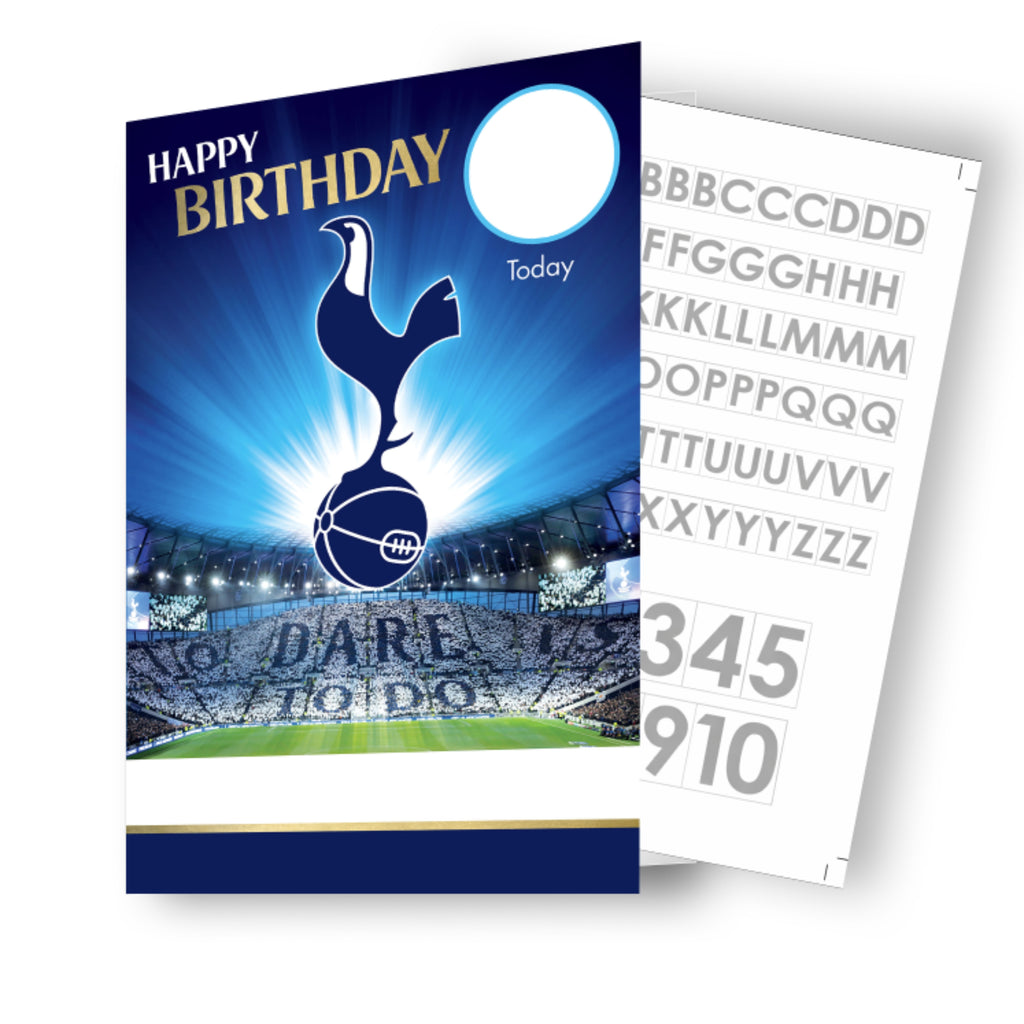 Tottenham Hotspur FC Personalise Birthday Card With Sticker Sheet
