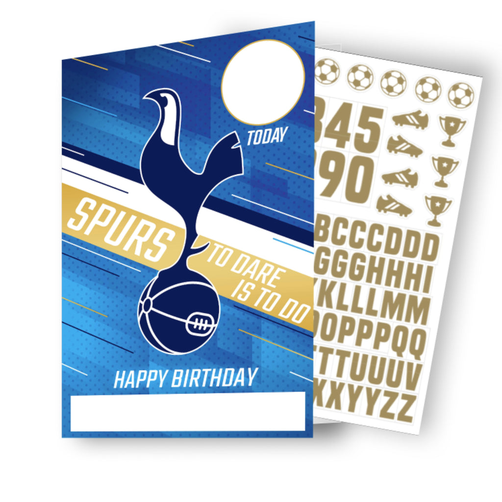 Tottenham Hotspur FC Personalise Birthday Card With Sticker Sheet