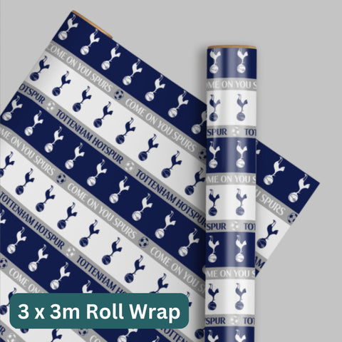 Tottenham Hotspur 3m Roll Wrapping Paper - 3 Pack Bundle