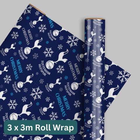 Tottenham Hotpsur FC Christmas 3m Roll Wrapping Paper - 3 Pack Bundle