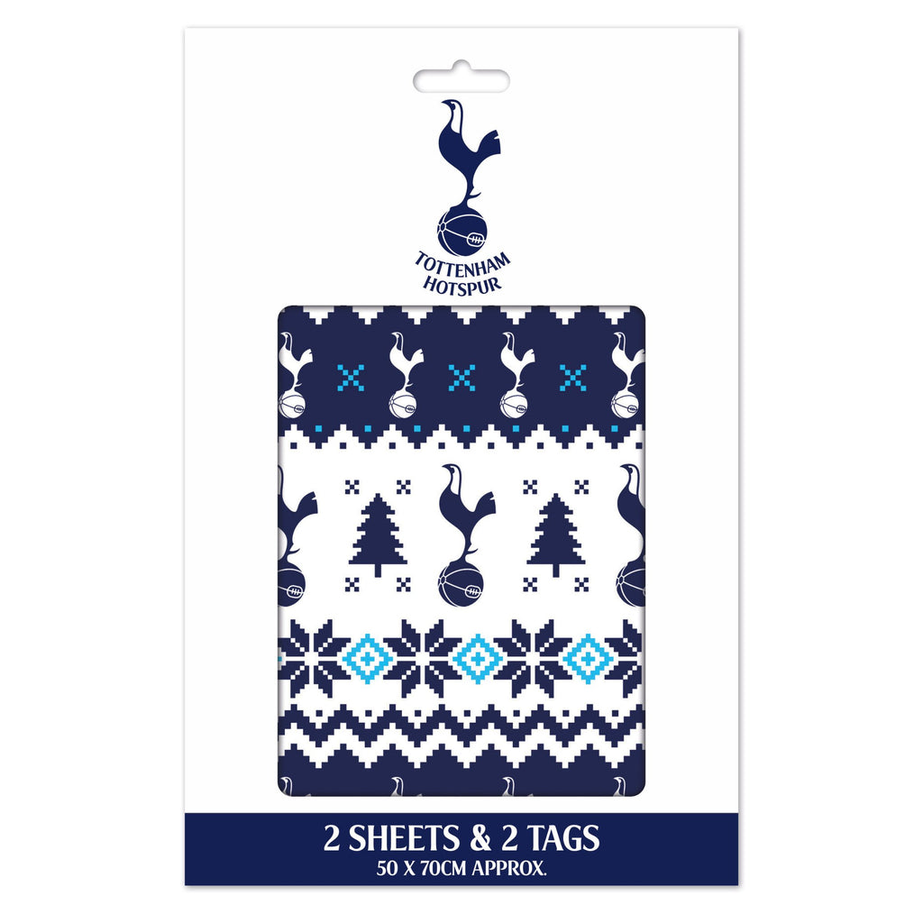 Tottenham FC Christmas 2 Sheets & 2 Tags Gift Wrap