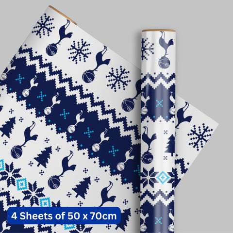 Tottenham FC Christmas 4 Sheets & 4 Tags Gift Wrap Bundle