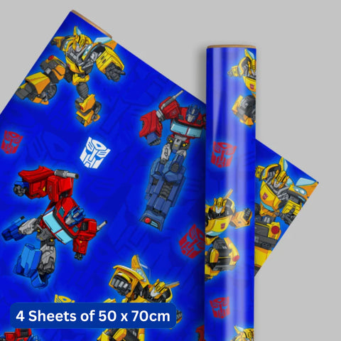 Transformers 4 Sheets & 4 Tags Gift Wrap Bundle