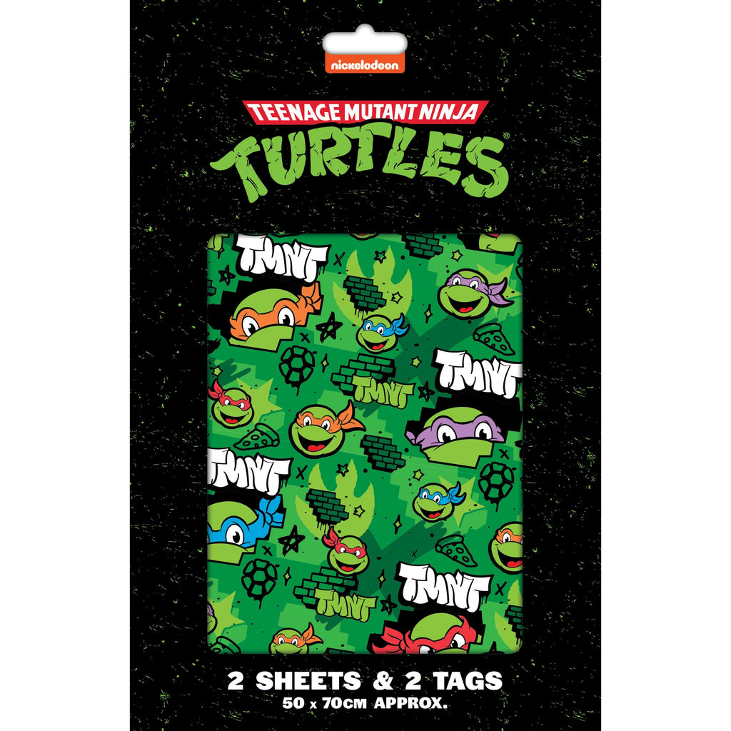 Teenage Mutant Ninja Turtles 2 Sheets & 2 Tags Gift Wrap