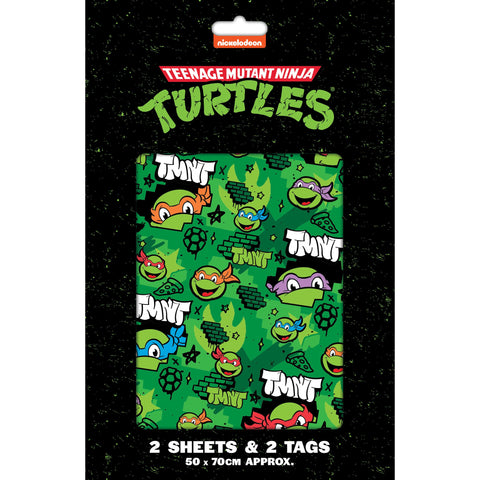 Teenage Mutant Ninja Turtles 2 Sheets & 2 Tags Gift Wrap