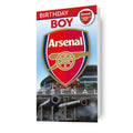 Biglietto con badge per ragazzo di buon compleanno dell'Arsenal