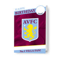 Aston Villa Qualsiasi età, nome, adesivo personalizzato biglietto di auguri di buon compleanno