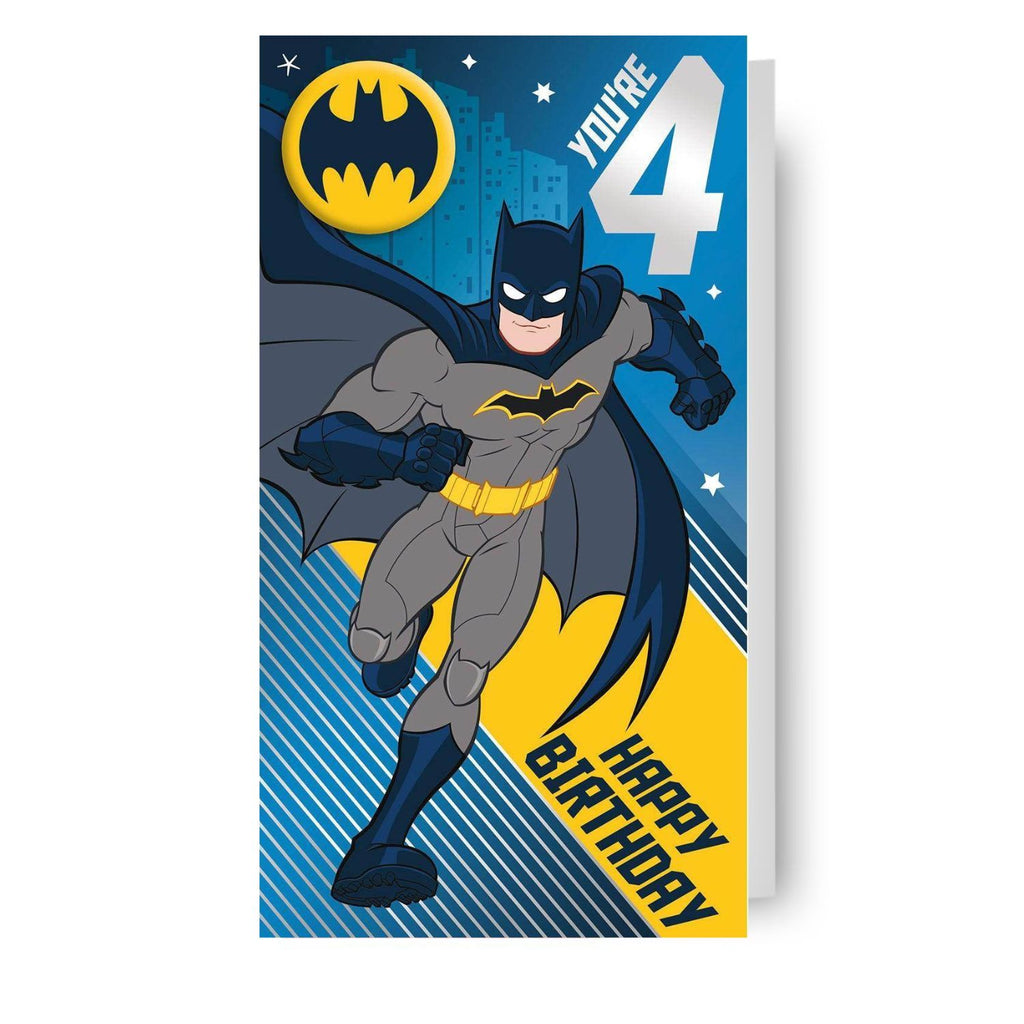 Batman Leeftijd 4 Verjaardagskaart Met Badge