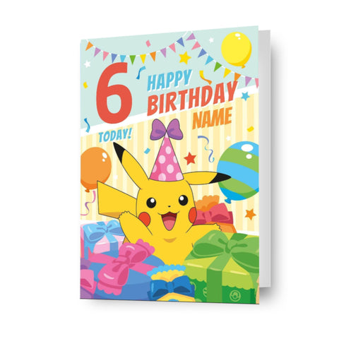 Biglietto d'auguri personalizzato per Pokemon di qualsiasi età, qualsiasi nome ed età