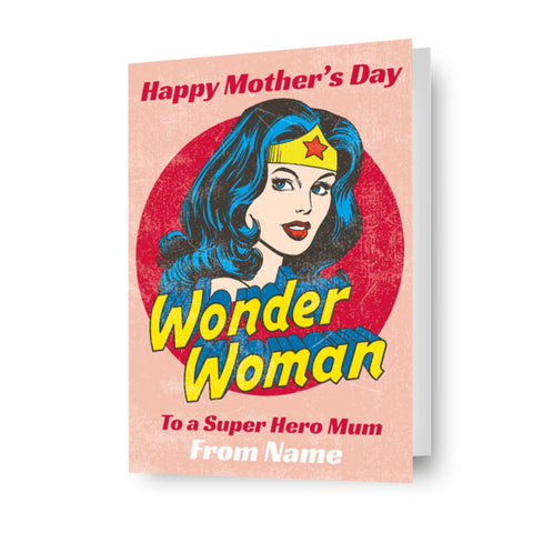 Wonder Woman Personalised 'Super Hero Mum' Mother's day Card