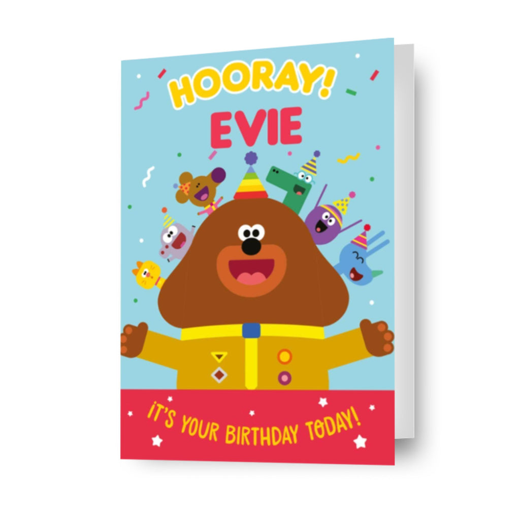 Hey Duggee Hooray Biglietto di compleanno personalizzato con qualsiasi nome