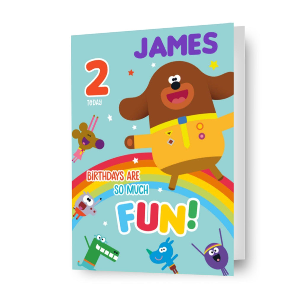 Hey Duggee Fun biglietto di compleanno personalizzato per qualsiasi età e nome