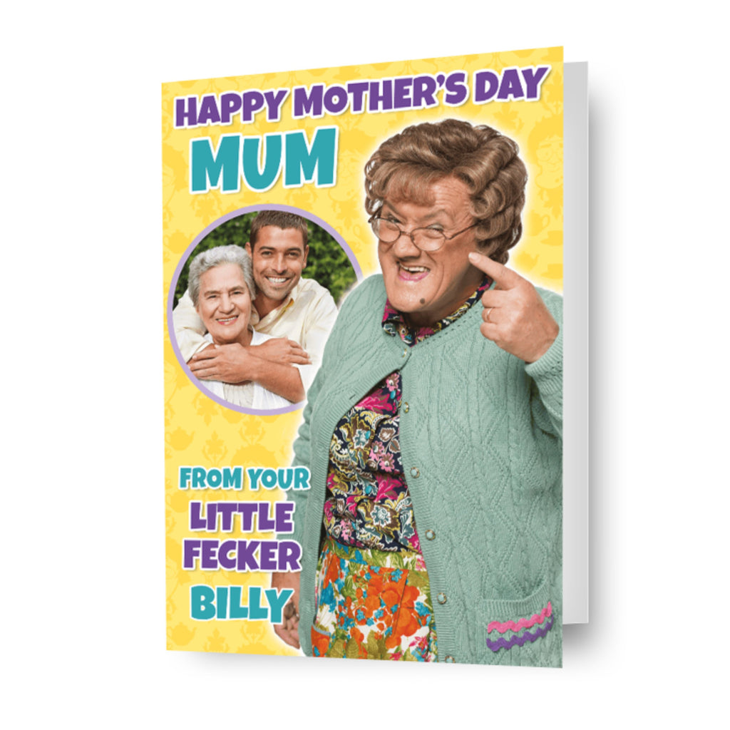 Gepersonaliseerde Moederdagfotokaart 'Little Fecker' van Mrs Brown's Boys