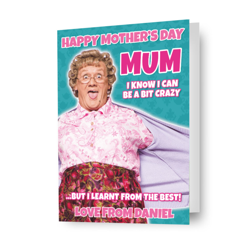 Gepersonaliseerde 'A Bit Crazy' Moederdagkaart van Mrs Brown's Boys