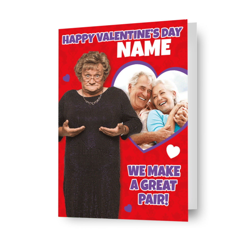 Gepersonaliseerde 'We Make A Great Pair' Valentijnsdagfotokaart van Mrs Brown's Boys