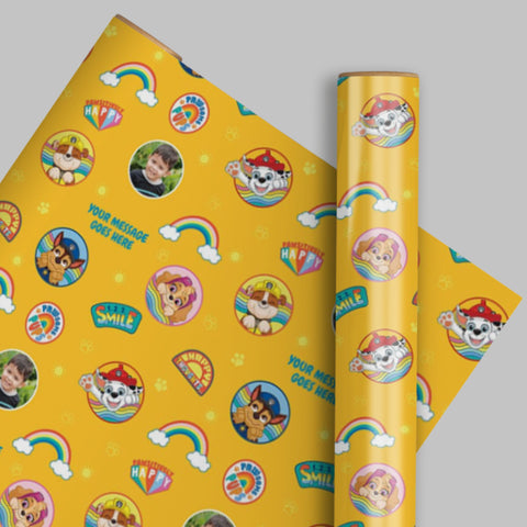 Paw Patrol Personalised 'Rainbow' Wrapping Paper