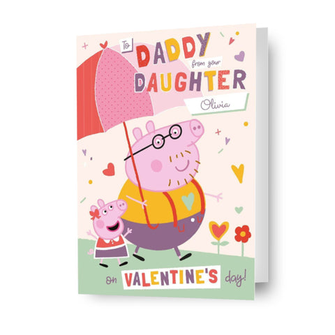 Biglietto di San Valentino personalizzato Peppa Pig Daddy - qualsiasi nome
