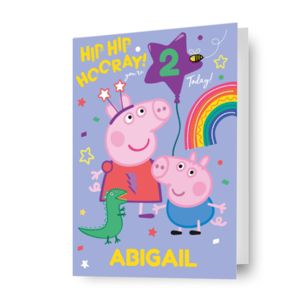 Gepersonaliseerde Peppa Pig 'Hip Hip Hooray!' verjaardagskaart