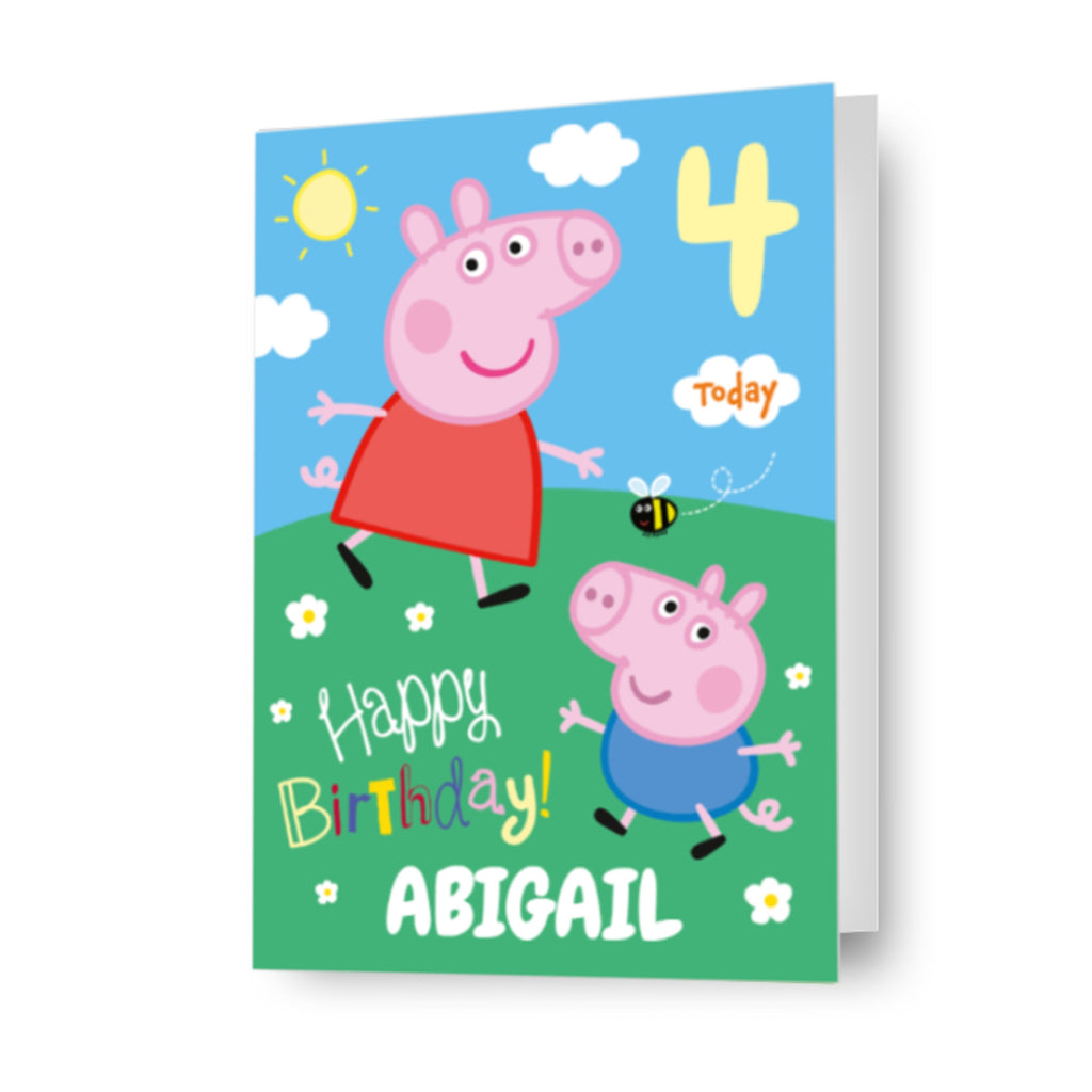 Biglietto d'auguri personalizzato per età e nome di Peppa Pig