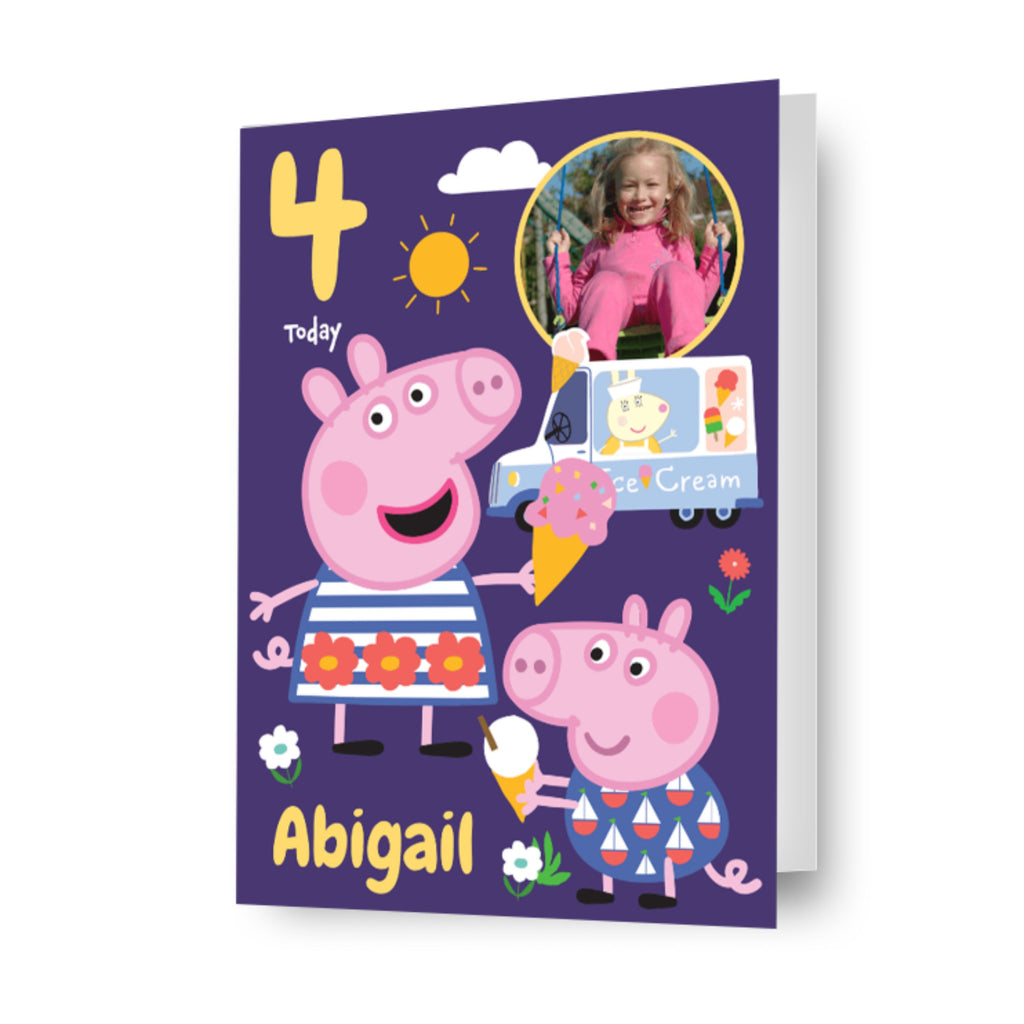 Gepersonaliseerde fotoverjaardagskaart van Peppa Pig