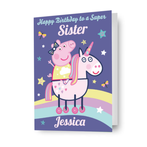 Peppa Pig Personalised Unicorn Birthday Card