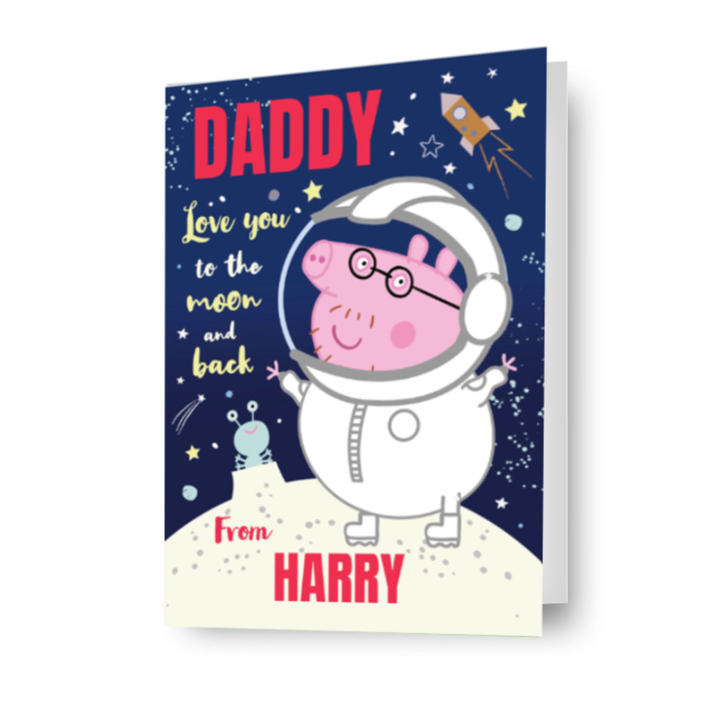 Gepersonaliseerde Peppa Pig Daddy Pig Maan Verjaardagskaart