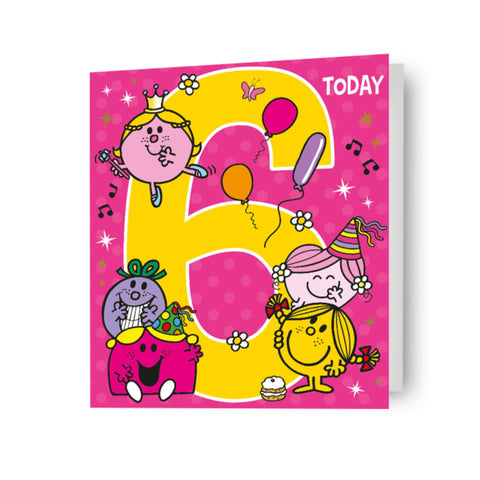 Mr Men & Little Miss '6 Today' 6th Birthday Card