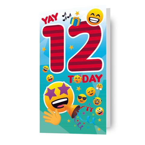 Joy Pixels Emoji 'Yay 12 Today' Birthday Card