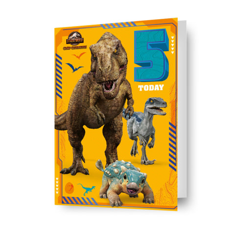 Jurassic World '5 Today' 5th Birthday Card