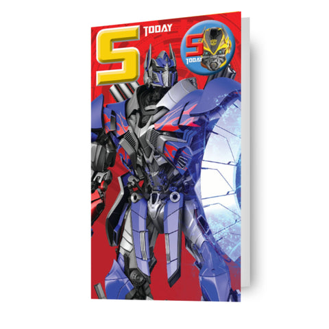 Transformers '5 Today' Birthday Card with Badge