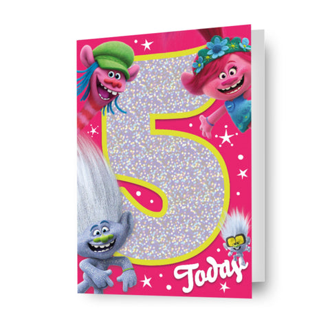 Trolls '5 Today' 5th Birthday Card