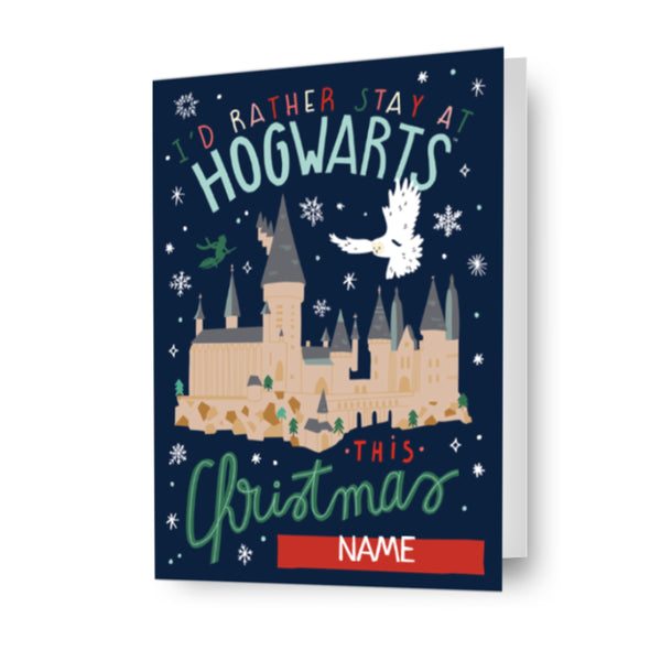 Biglietto di Natale personalizzato Harry Potter Hogwarts - qualsiasi nome