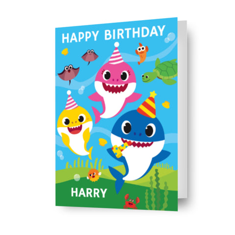 Baby Shark Personalised Name Birthday Card