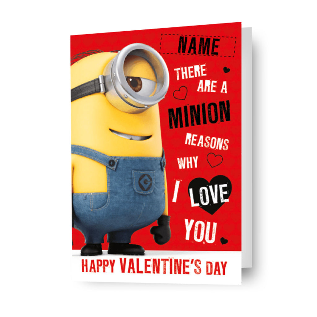 Biglietto d'auguri A5 personalizzato per San Valentino Minion 'Minion Reasons' 