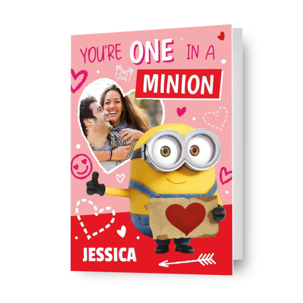 Gepersonaliseerde 'One In A Minion' Valentijnsdagfotokaart van Despicable Me Minions