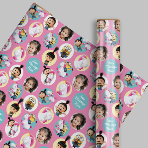 Despicable Me Minions Personalised Pink Wrapping Paper