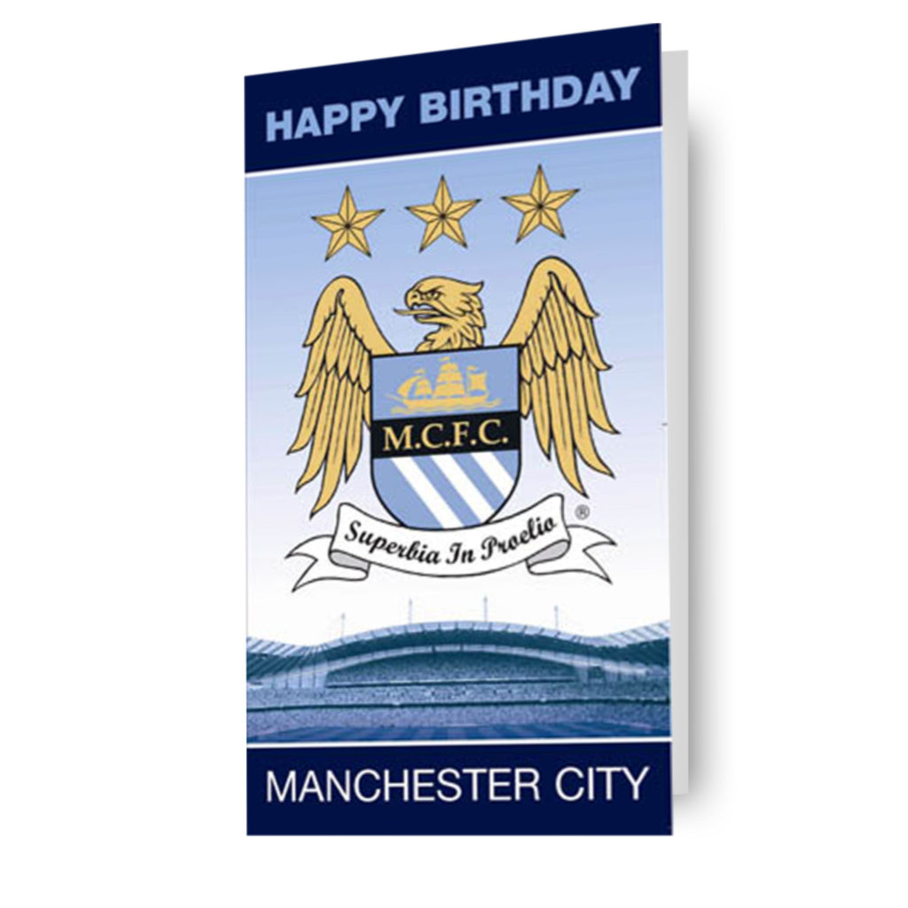 Biglietto con stemma di buon compleanno Manchester City