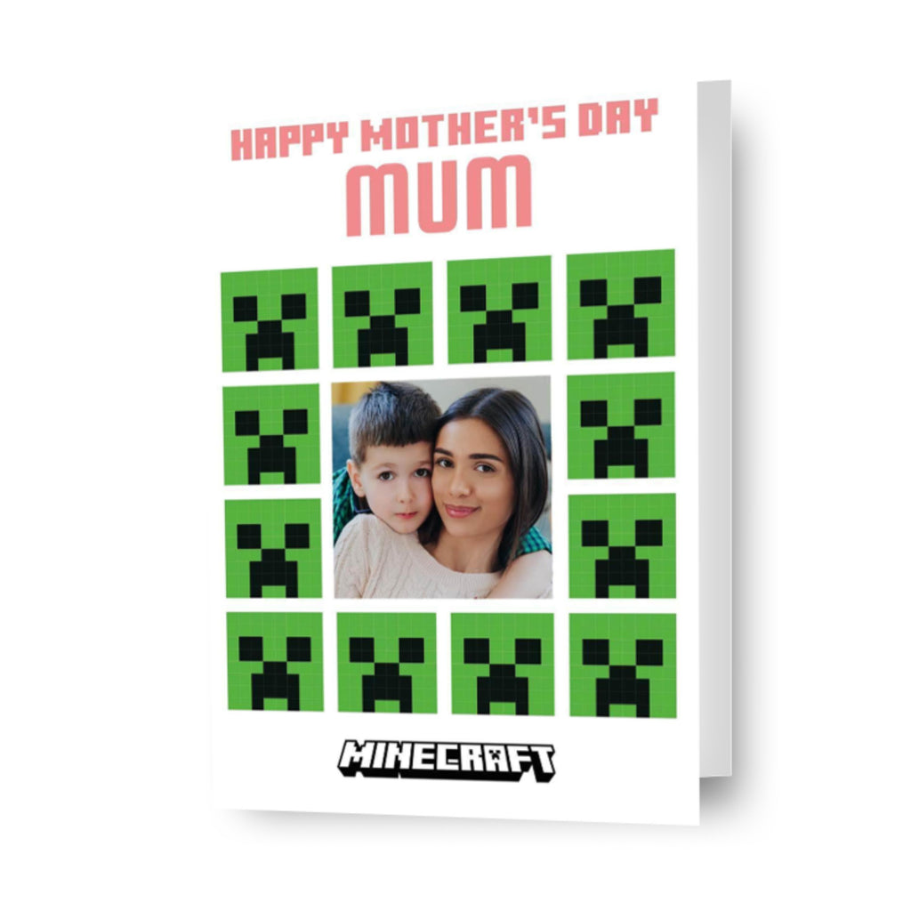 Biglietto personalizzato con foto per la festa della mamma di Minecraft