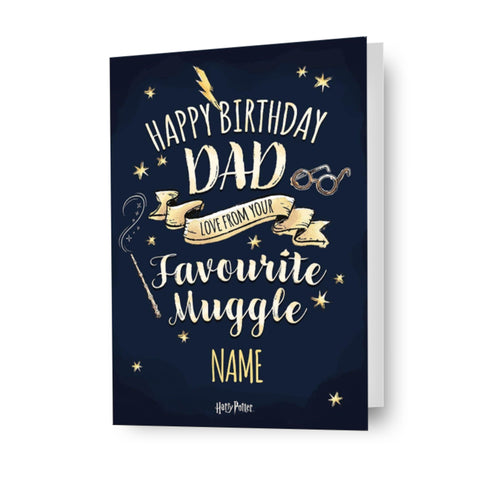 Harry Potter Personalised 'Favourite Muggle' Dad Birthday Card