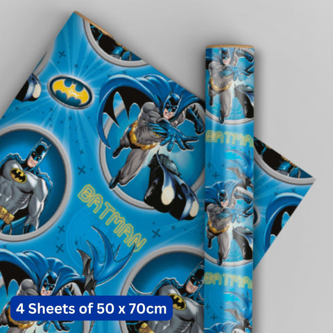 Batman 4 Sheets & 4 Tags Gift Wrap Bundle