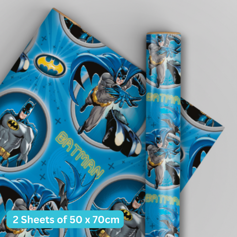 Batman 2 Sheets & 2 Tags Wrapping Paper