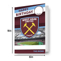West Ham FC Personalise Birthday Card With Sticker Sheet