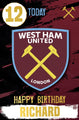West Ham FC Personalise Birthday Card With Sticker Sheet