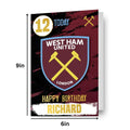 West Ham FC Personalise Birthday Card With Sticker Sheet