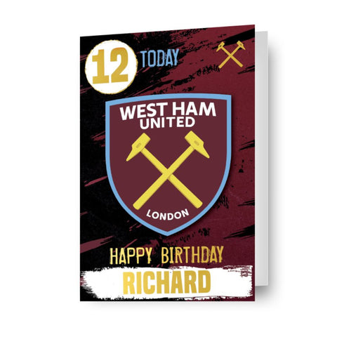 West Ham United FC Birthday Card, Personalise Name & Age With Included Stickers